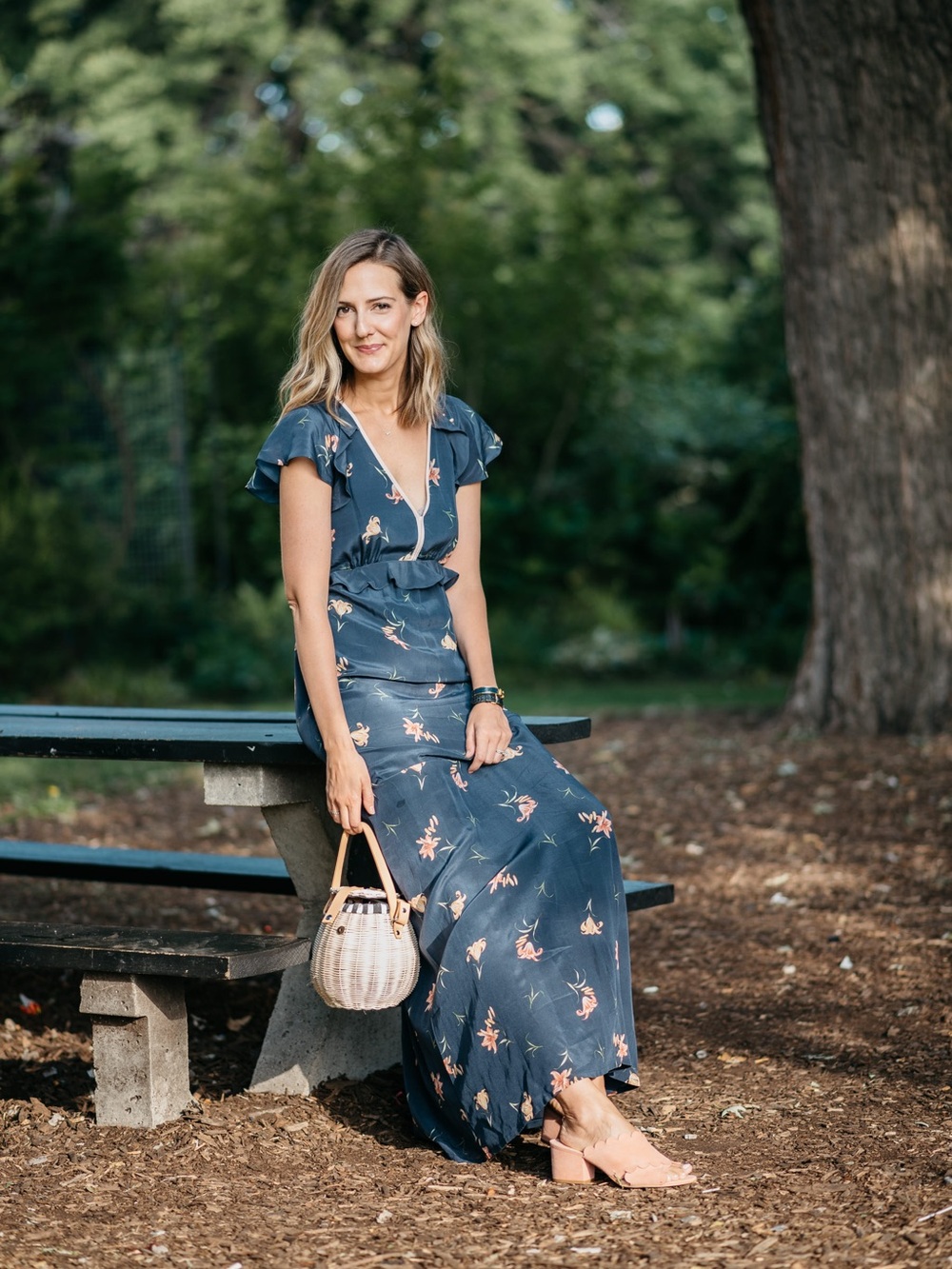 French Connection Navy Floral Maxi Dress